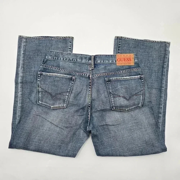 Guess Blue Denim Jeans Pants Bottom Men's Wide Bootcut 34x39 - Picture 4 of 6